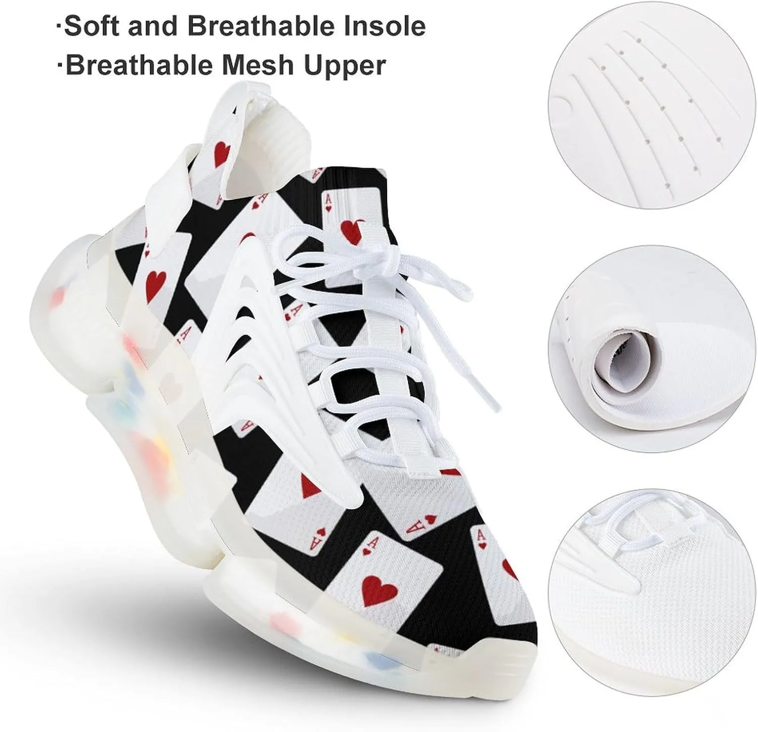 Aces of Hearts Mens Sneakers Running Shoes Lightweight Athletic Shoes for Jogging Walking Gym