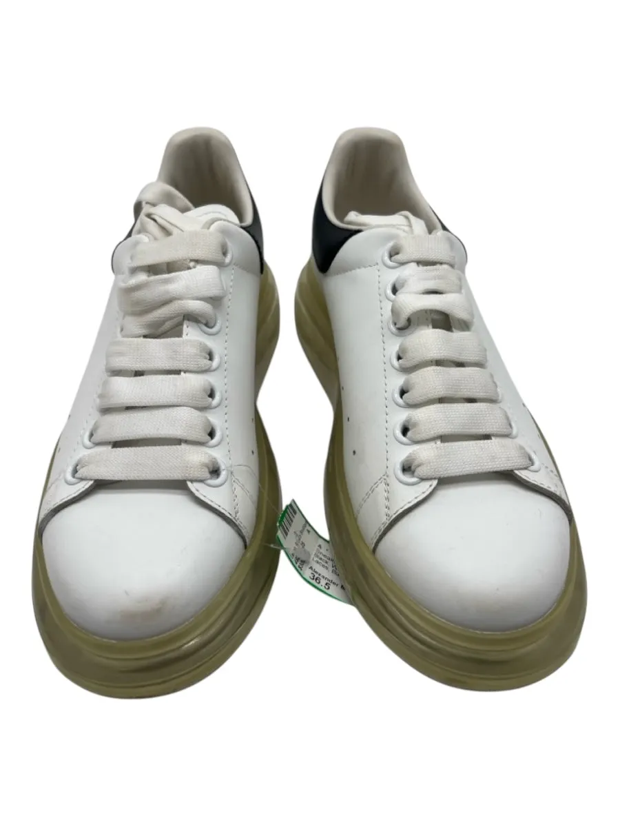 Alexander McQueen Shoe Size 36.5 Black, White & Cream Leather Low Top Sneakers