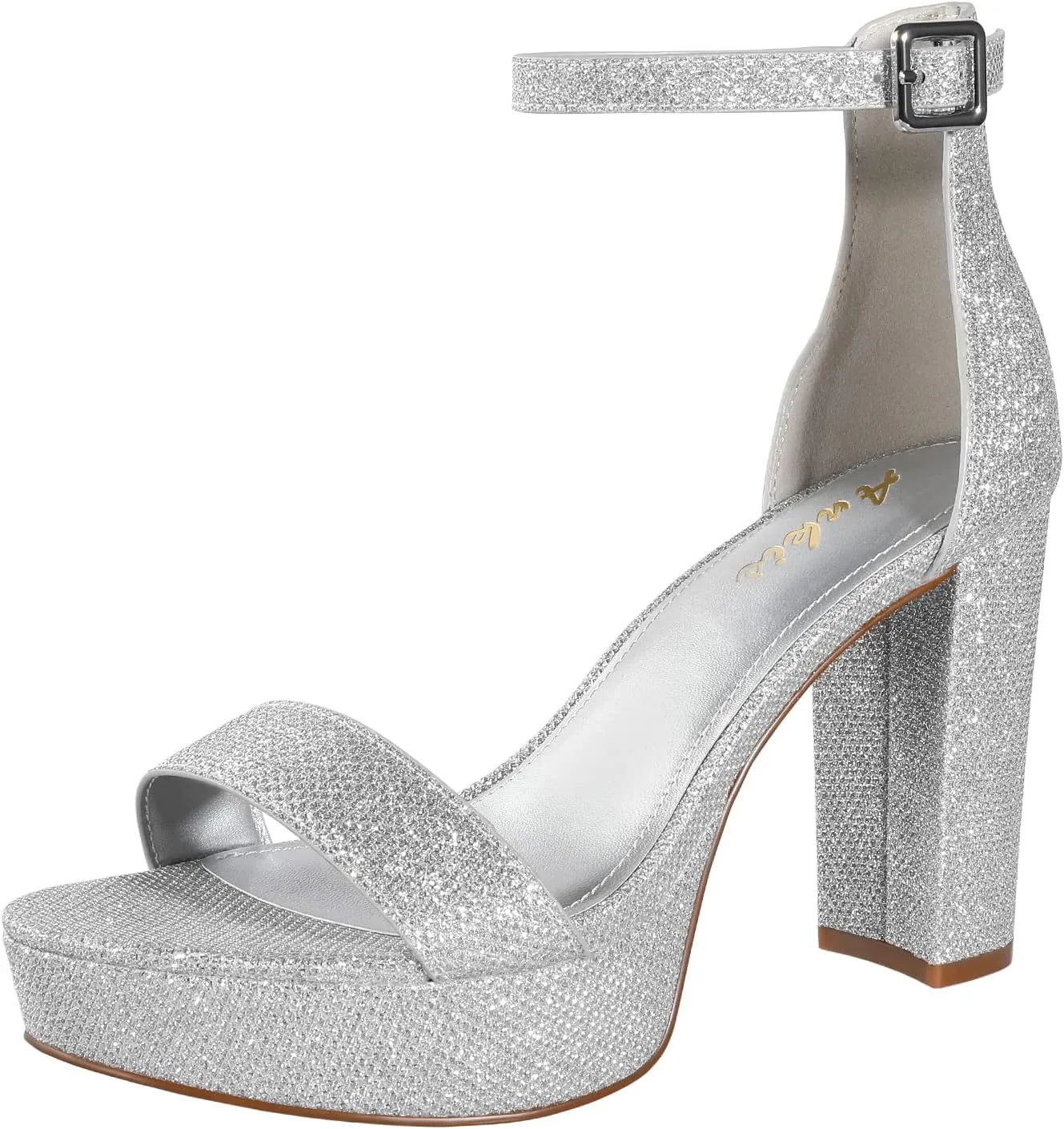 Ankis Chunky Platform Heels - 4 Inch Block Heeled Sandals for Women - Comfortable Open Toe Strappy Heels - Black, Nude, White, Silver, Gold - Summer Dress Shoes