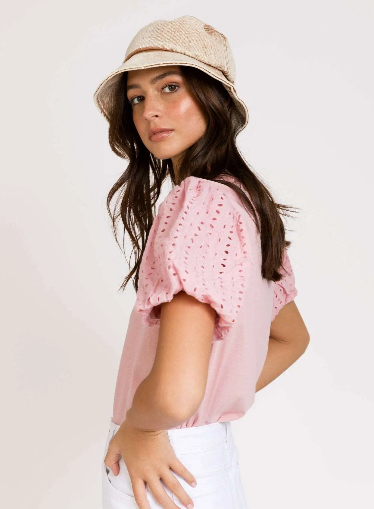 Anusha Puff Sleeve Tee: Blush