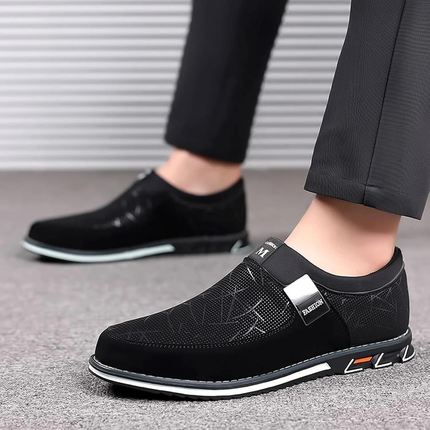 Arch Support Sports Shoes for Men Comfortable Breathable Stretch Canvas Slip On Sneaker Non Slip Walking Shoes