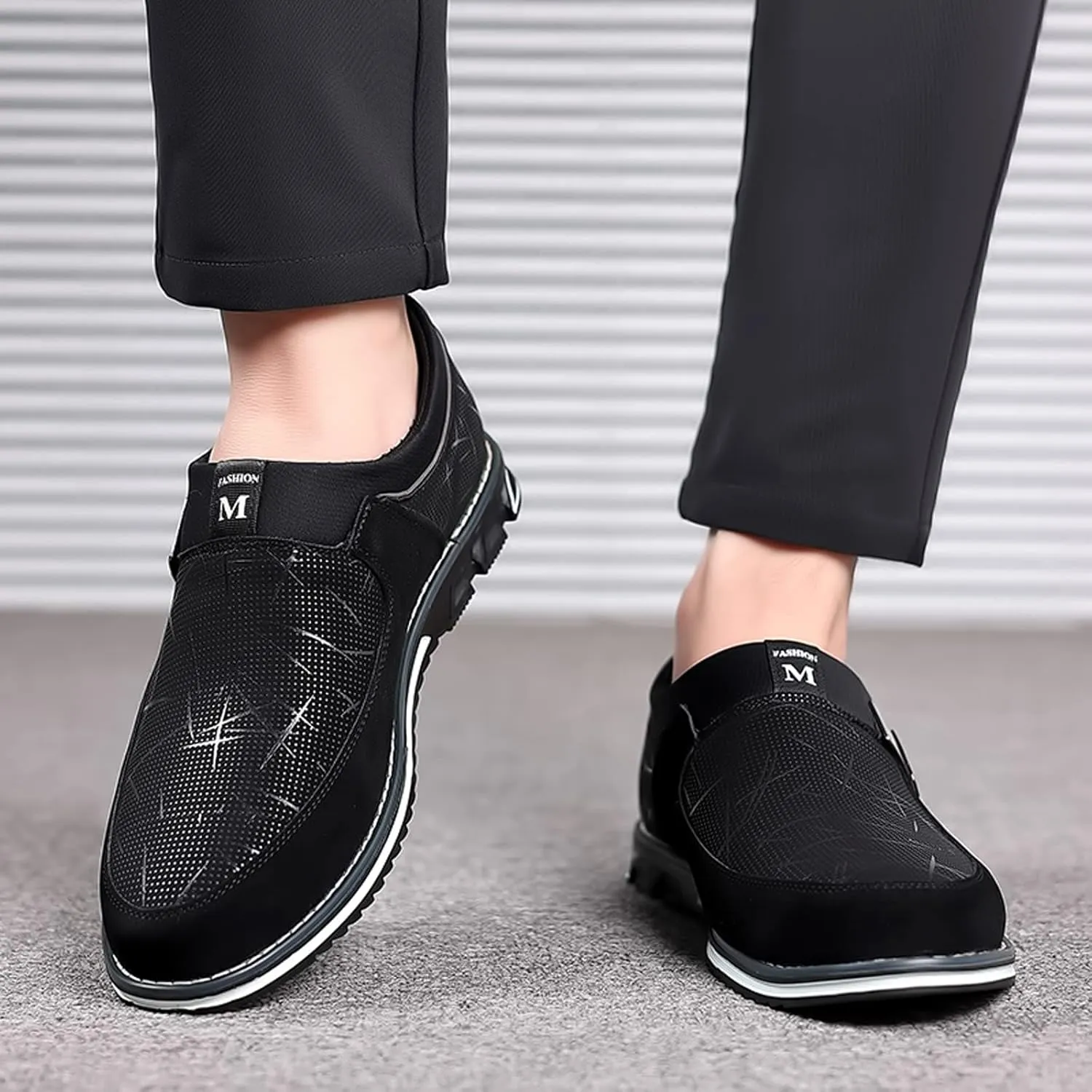 Arch Support Sports Shoes for Men Comfortable Breathable Stretch Canvas Slip On Sneaker Non Slip Walking Shoes