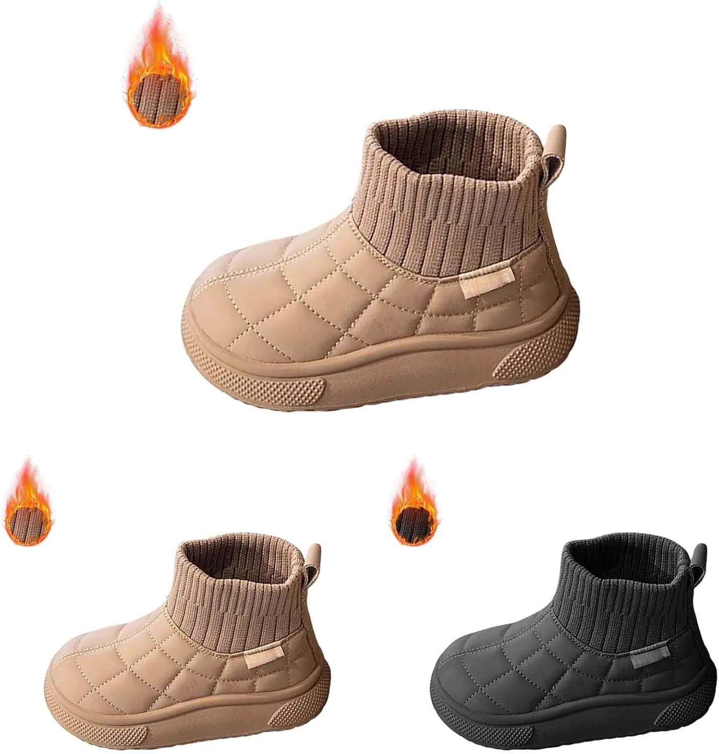 Big Kids Warm Ankle Boots Boys Girls Unisex Non Slip Mid Calf Winter Outdoor Lightweight Shoes for Girls Slip on Boots