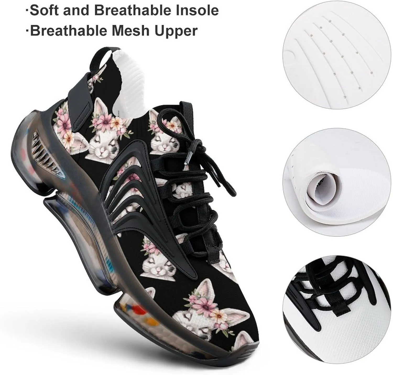 Cute Rabbit Bunny Mens Sneakers Running Shoes Lightweight Athletic Shoes for Jogging Walking Gym