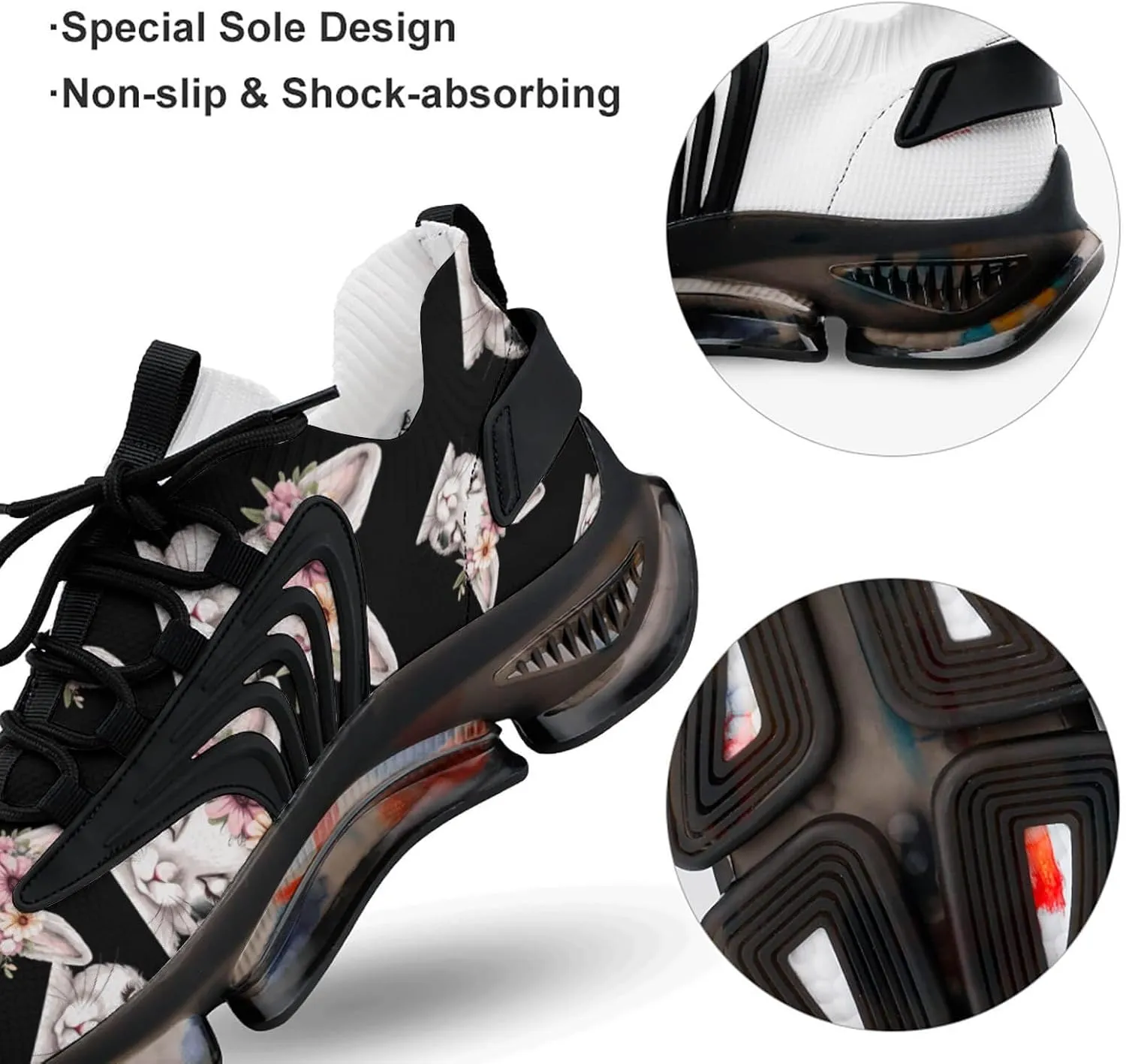 Cute Rabbit Bunny Mens Sneakers Running Shoes Lightweight Athletic Shoes for Jogging Walking Gym