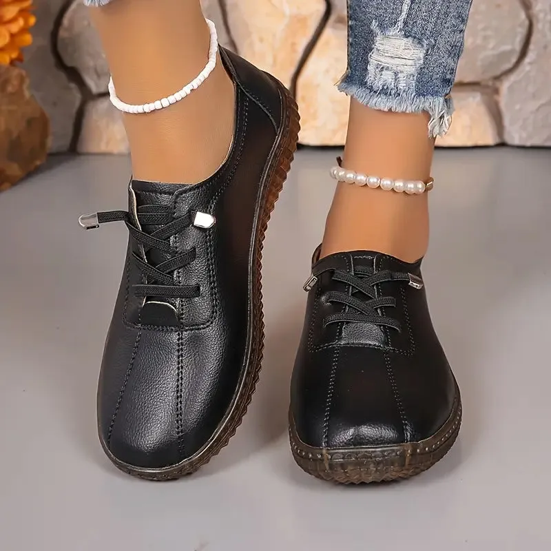 Damesschoenen met metalen accent - Comfortabele slip-on flats, veelzijdig & anti-slip
