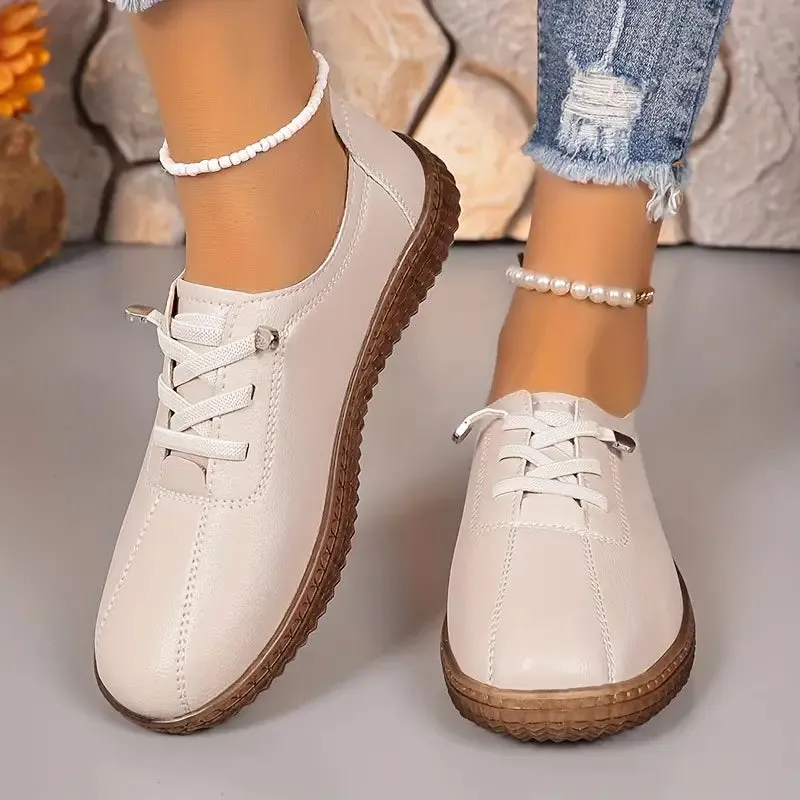 Damesschoenen met metalen accent - Comfortabele slip-on flats, veelzijdig & anti-slip