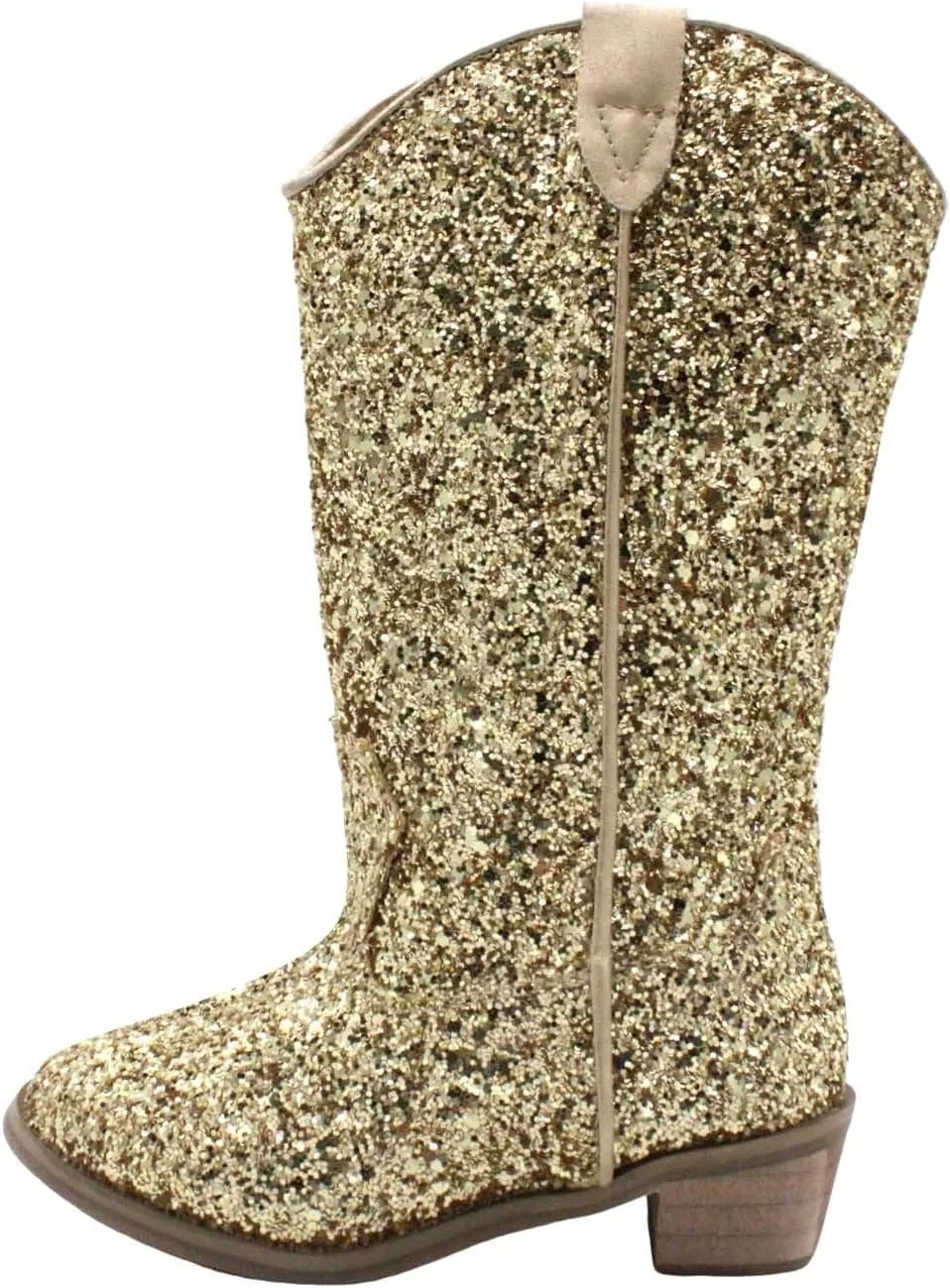 Girls Cowboy Western Boots Knee Length Sequins Fashion Riding Shoes Kids Mid Calf Low Heel Toddler Short Boots for Girls