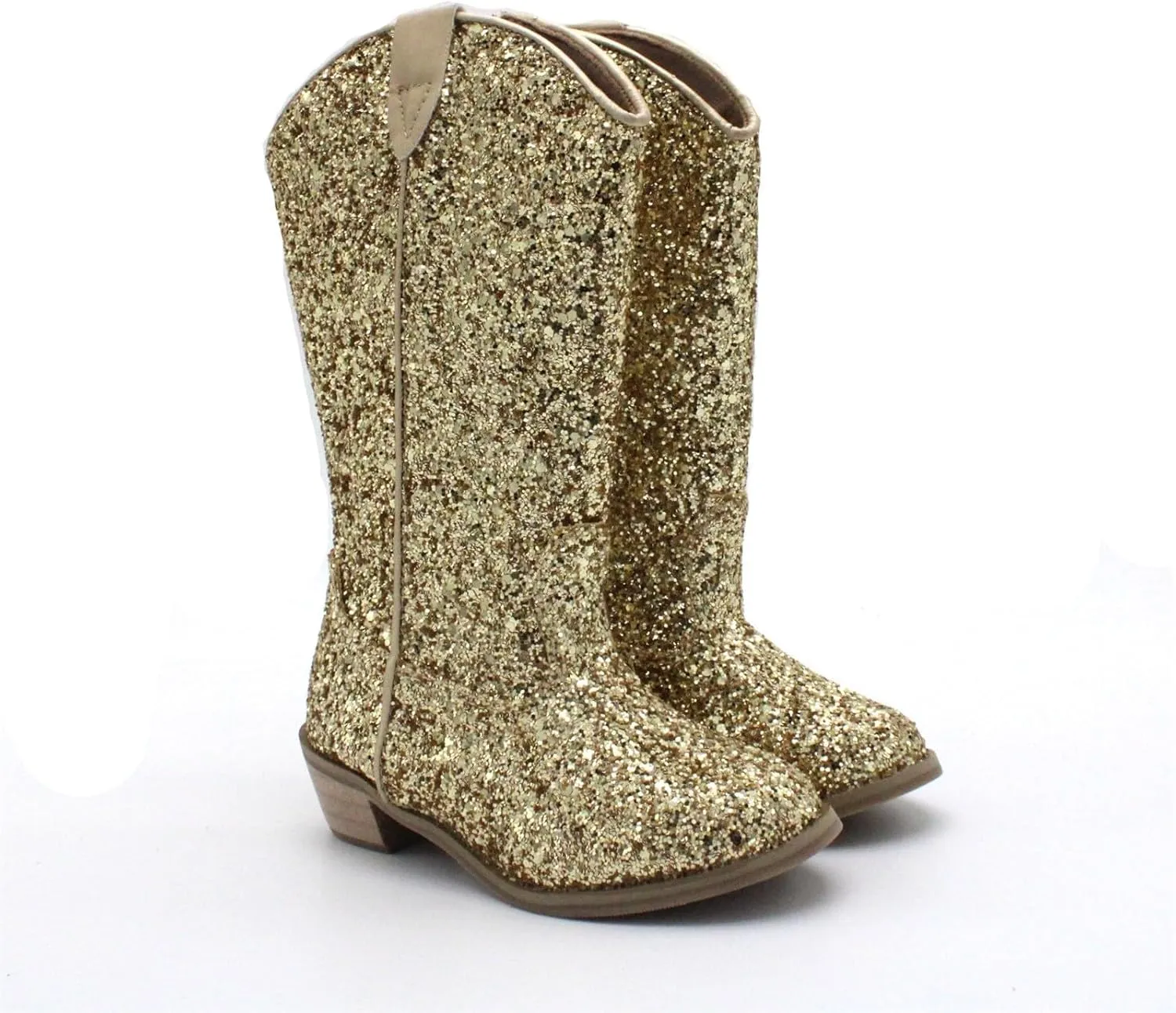 Girls Cowboy Western Boots Knee Length Sequins Fashion Riding Shoes Kids Mid Calf Low Heel Toddler Short Boots for Girls