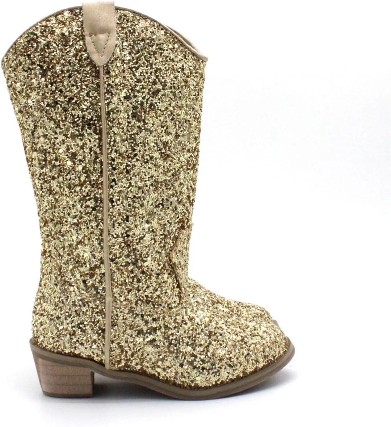 Girls Cowboy Western Boots Knee Length Sequins Fashion Riding Shoes Kids Mid Calf Low Heel Toddler Short Boots for Girls