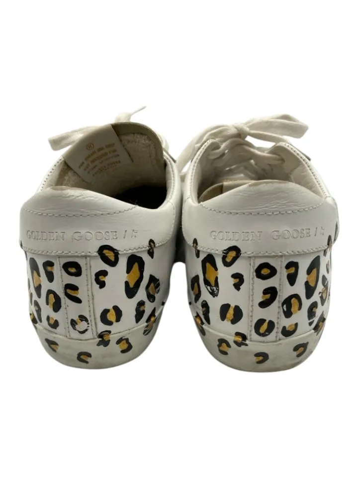 Golden Goose Shoe Size 40 White, Gold, Black Leather Animal Print Laces Sneakers