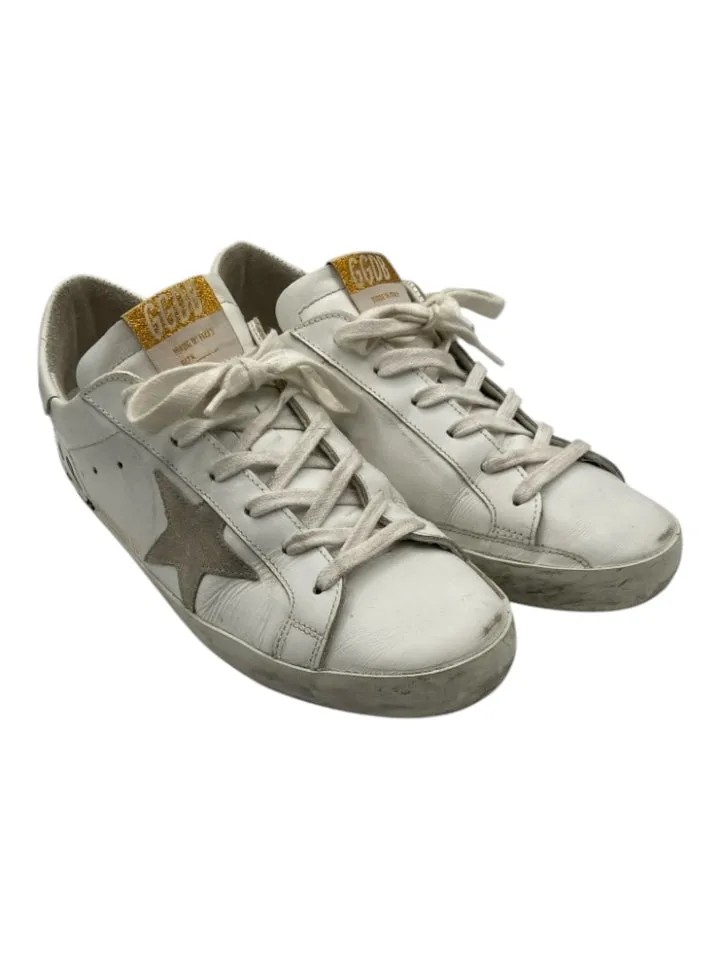Golden Goose Shoe Size 40 White, Gold, Black Leather Animal Print Laces Sneakers