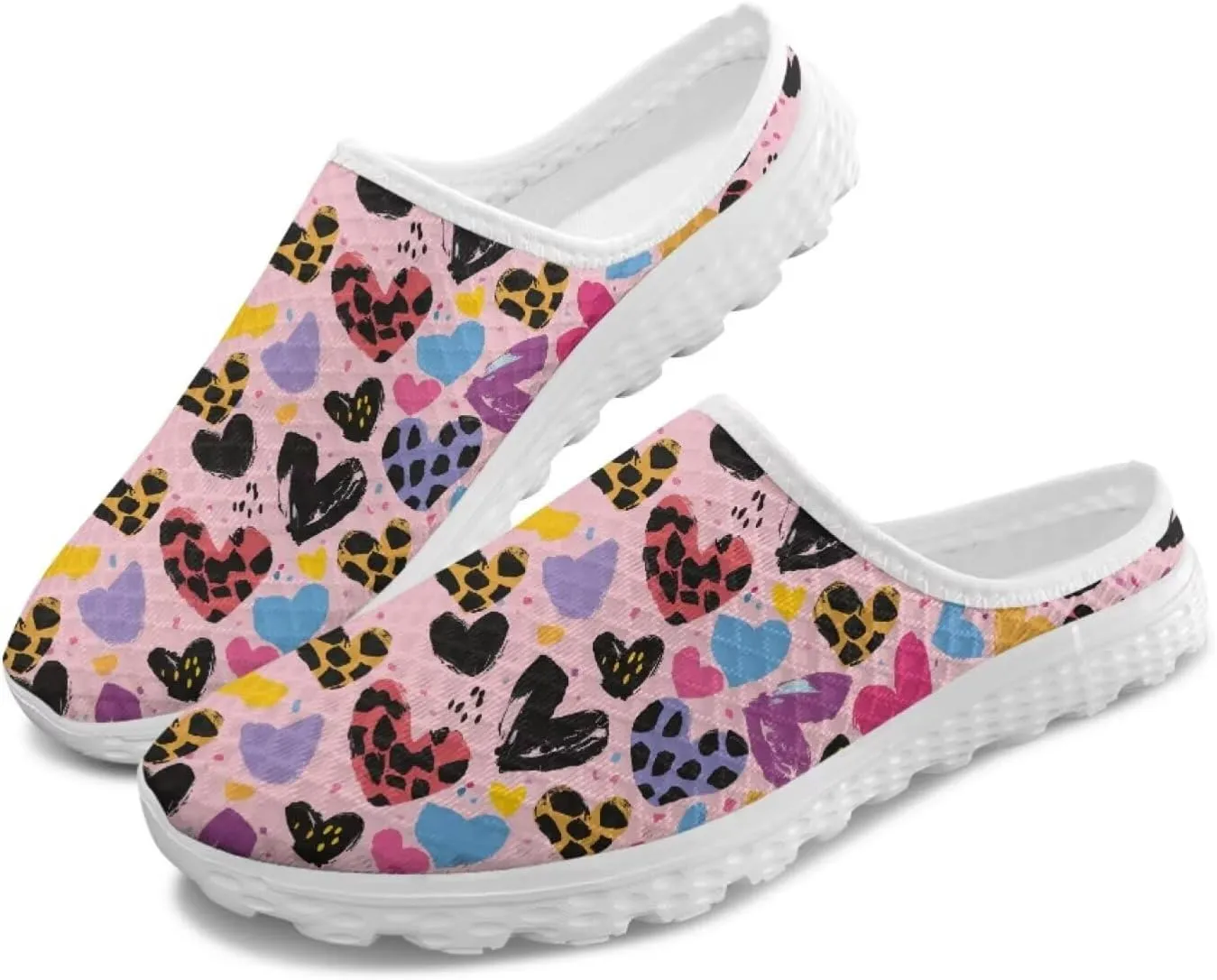 Howilath Animal Print Mule Shoes for Women Garden Clogs Leopard Print Slip on Walking Shoes Mule Sneakers Breathable Loafers
