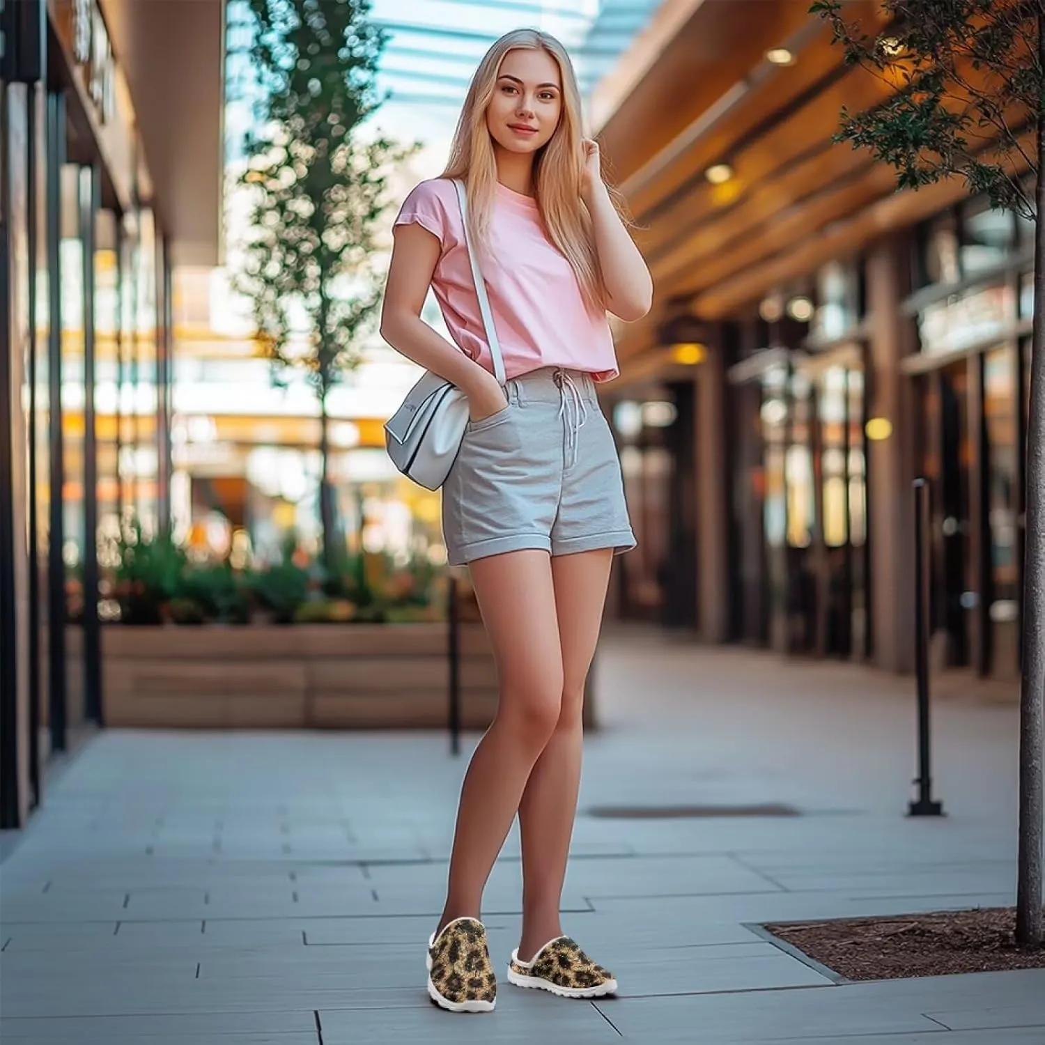 Howilath Animal Print Mule Shoes for Women Garden Clogs Leopard Print Slip on Walking Shoes Mule Sneakers Breathable Loafers