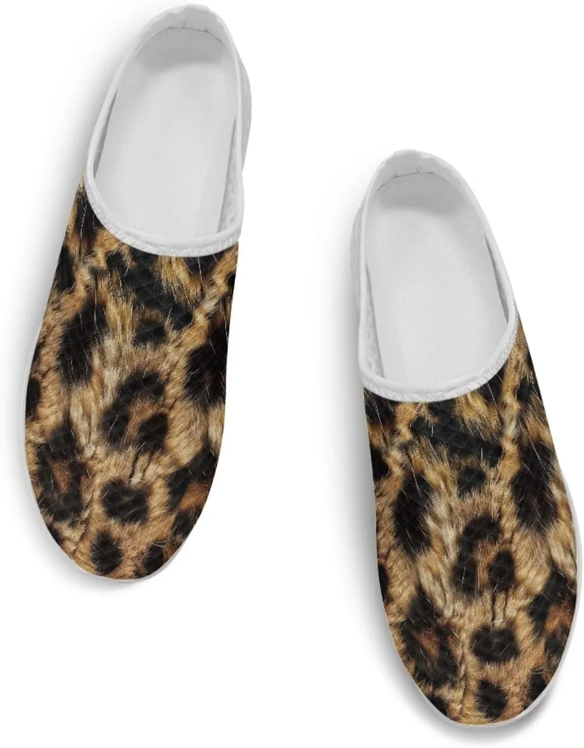 Howilath Animal Print Mule Shoes for Women Garden Clogs Leopard Print Slip on Walking Shoes Mule Sneakers Breathable Loafers