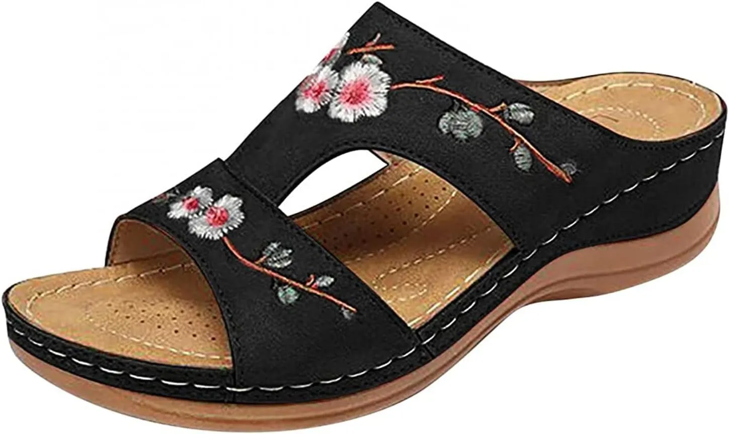 Lausiuoe Dress Sandals For Women Orthotic Dressy Fashion Flip Flops Ladies Slip On Lightweight Athletic Orthopedic Slides