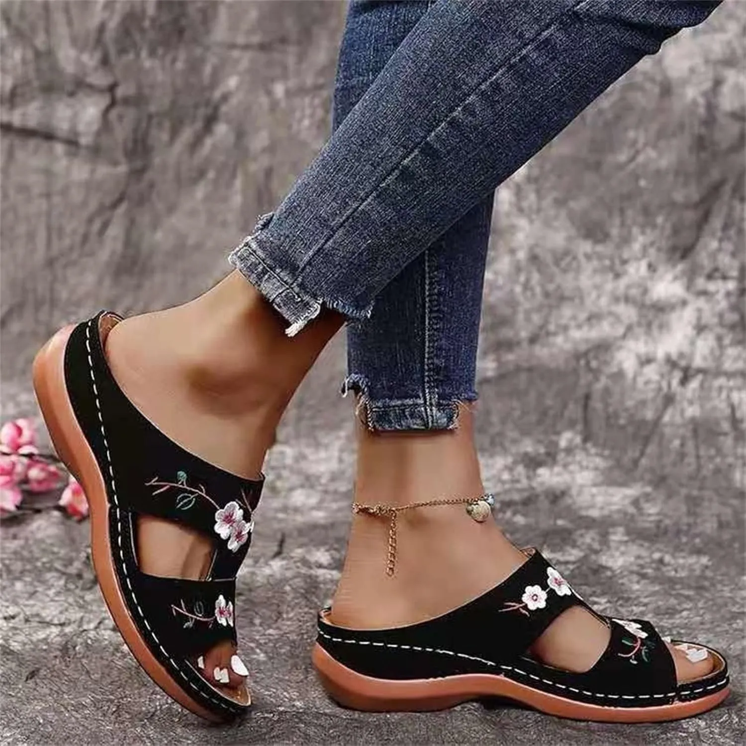Lausiuoe Dress Sandals For Women Orthotic Dressy Fashion Flip Flops Ladies Slip On Lightweight Athletic Orthopedic Slides