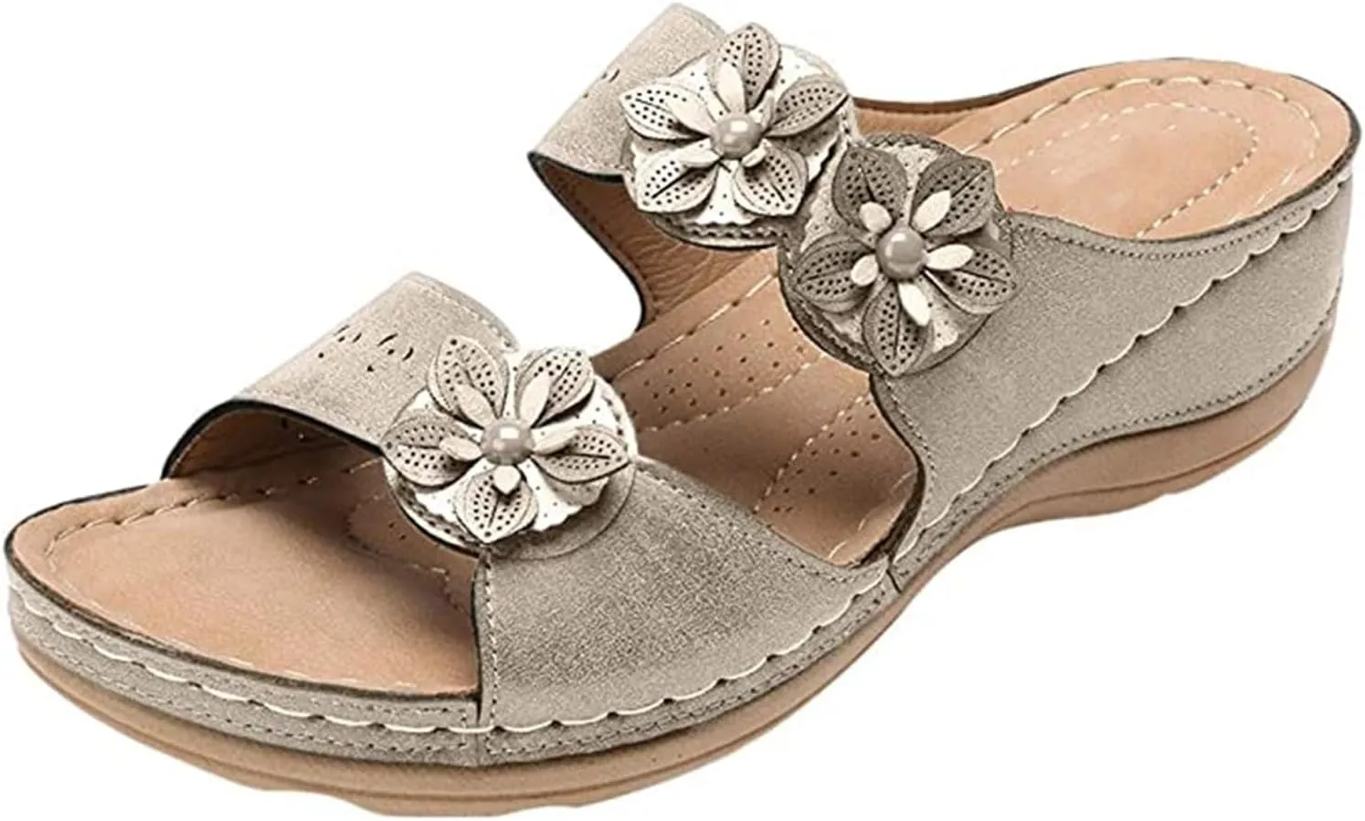 Lausiuoe Women's Comfy Orthotic Sandals,Women's Comfortable Orthopedic Sandals Dressy Summer Arch Support Slide Sandals