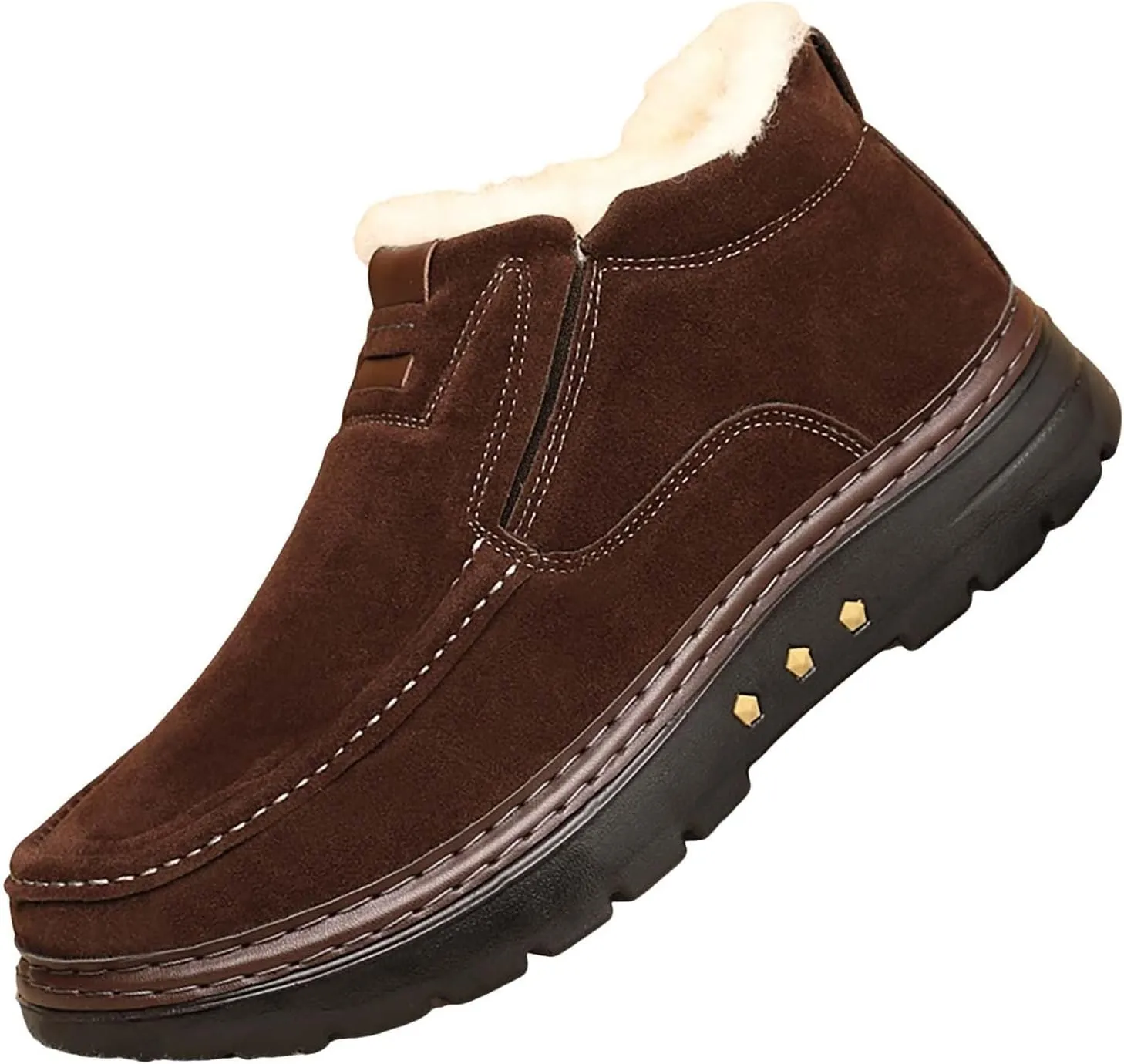 Men's Waterproof Slip On Snow Boots Warm Plush Lined Non Slip Outdoor Winter Booties Work Walking Cotton Shoes