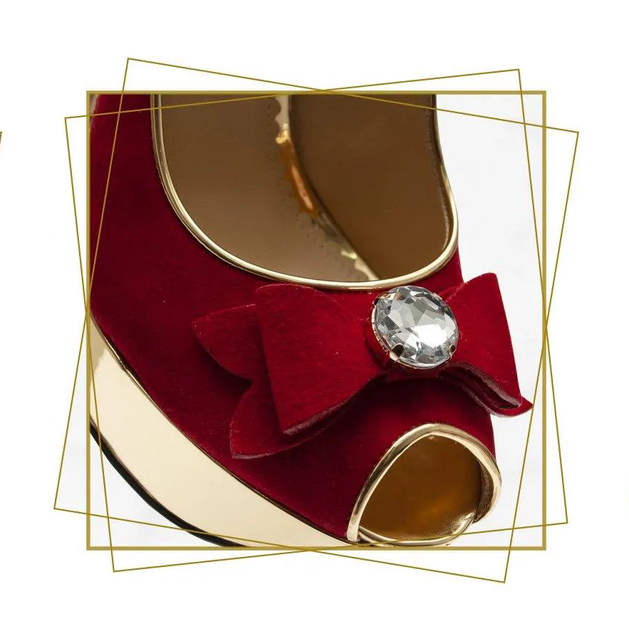 Red Suede Platform Heels