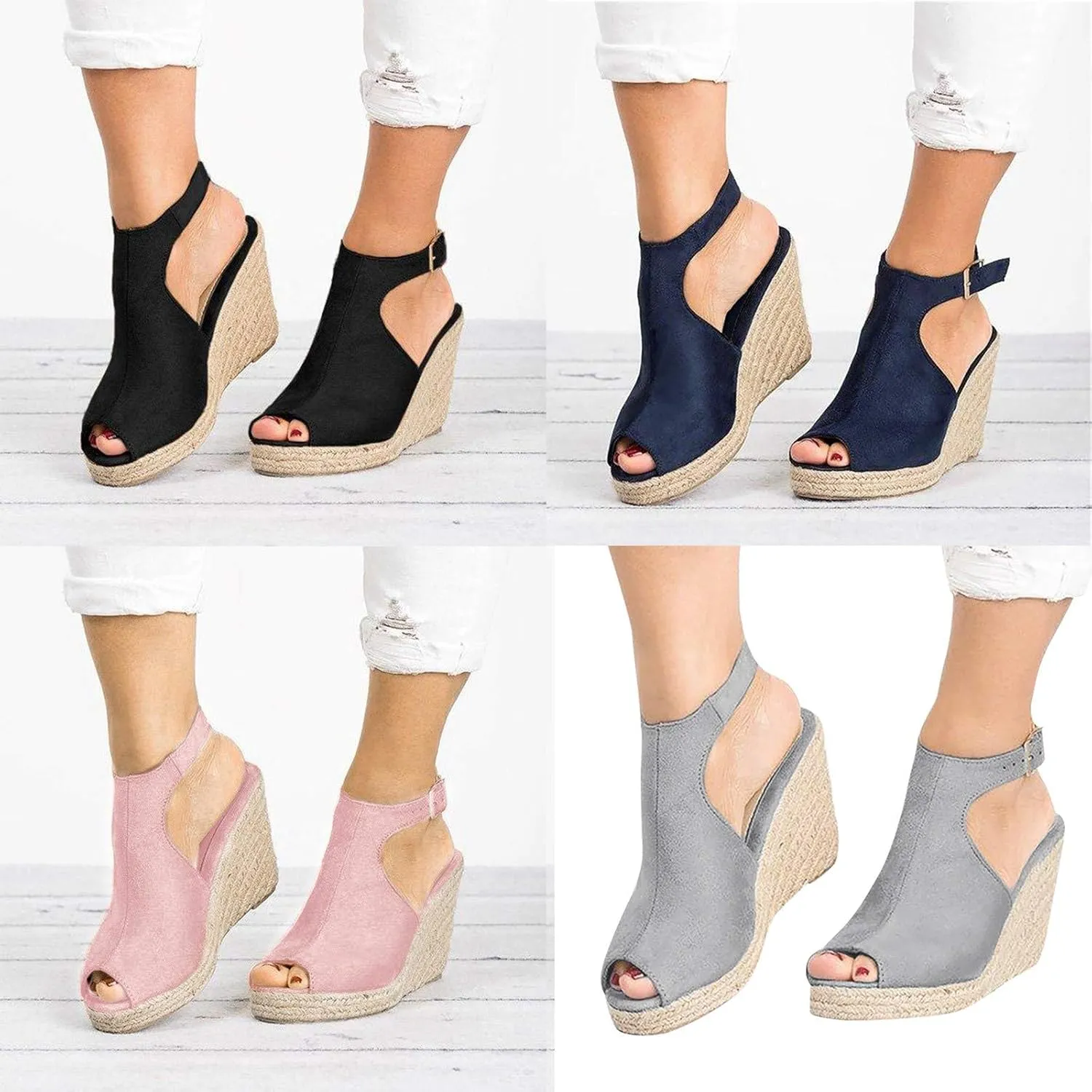 Sandals for Women Dressy Summer, Women's Summer Dressy Flat Slippers Open Toe Buckle Strap Beach Sandals Walk Shoes