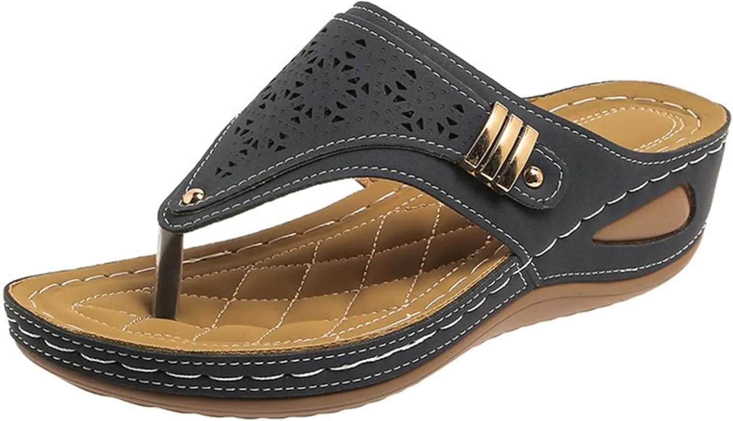Sandals Women Dressy Wedge Sandals Arch Support Comfort Walking Orthopedic Slippers Summer Orthotic Thong Flip Flops