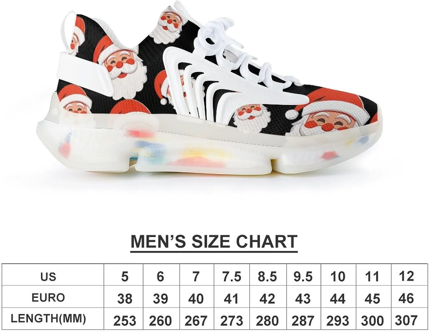 Santa Christmas Day Mens Sneakers Running Shoes Lightweight Athletic Shoes for Jogging Walking Gym
