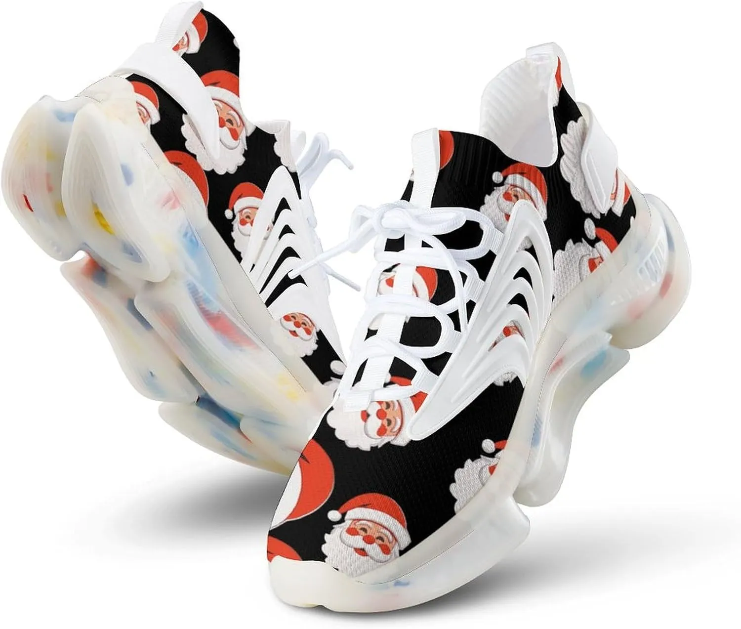 Santa Christmas Day Mens Sneakers Running Shoes Lightweight Athletic Shoes for Jogging Walking Gym