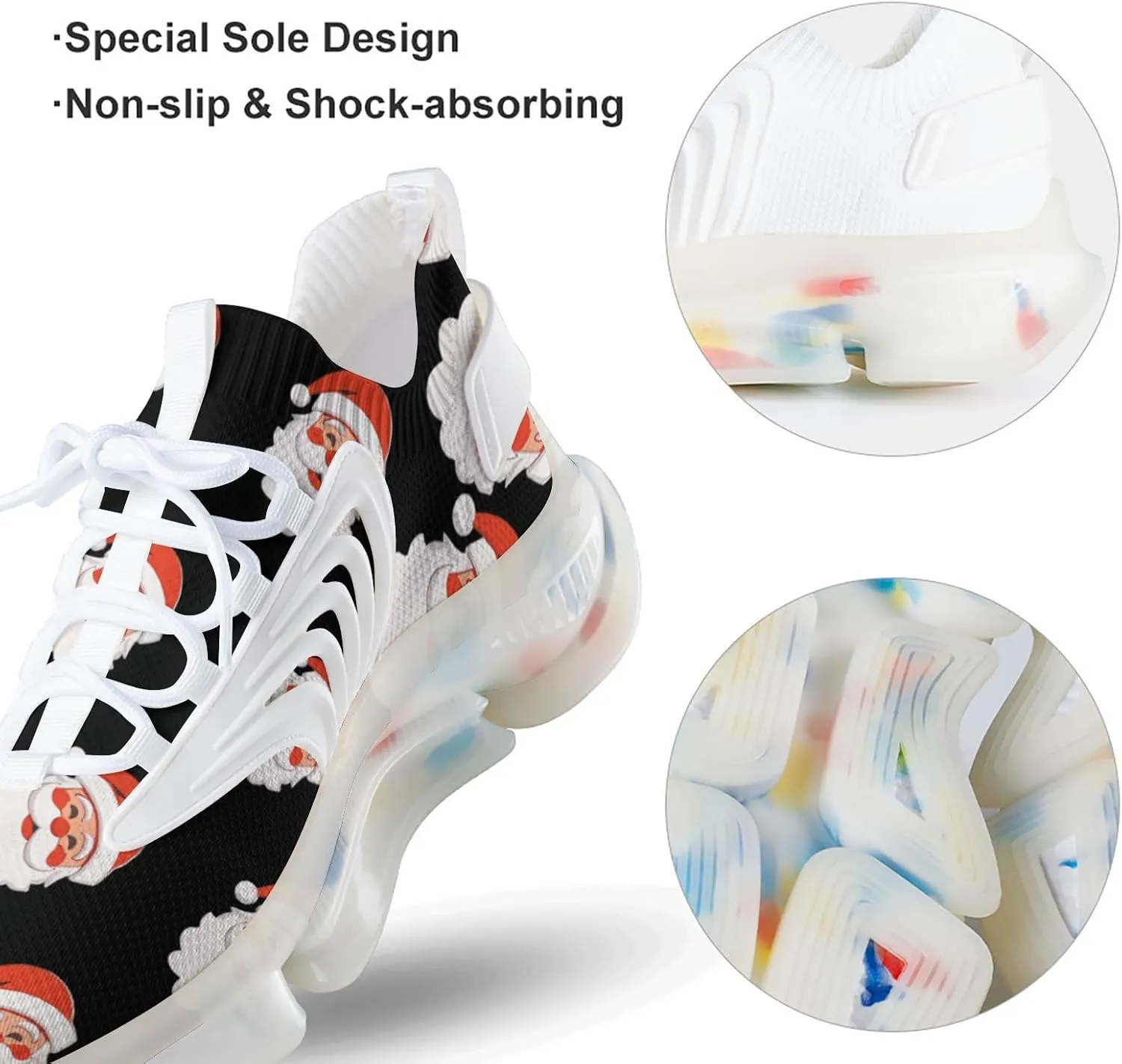 Santa Christmas Day Mens Sneakers Running Shoes Lightweight Athletic Shoes for Jogging Walking Gym