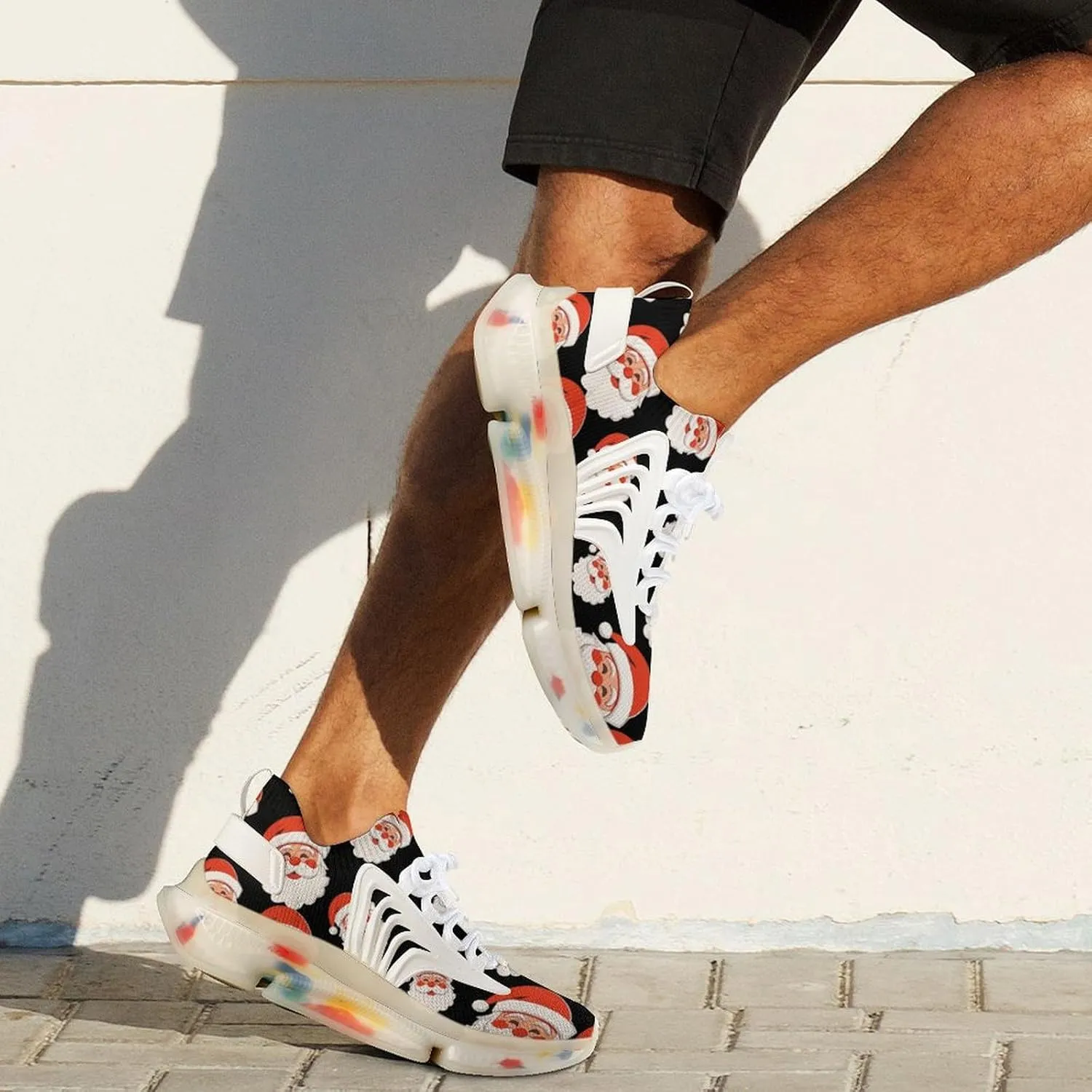 Santa Christmas Day Mens Sneakers Running Shoes Lightweight Athletic Shoes for Jogging Walking Gym