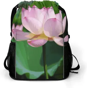Sports Drawstring Backpack Lightweight Small Gym Bag Lotus Gym Sackpack for Women Men