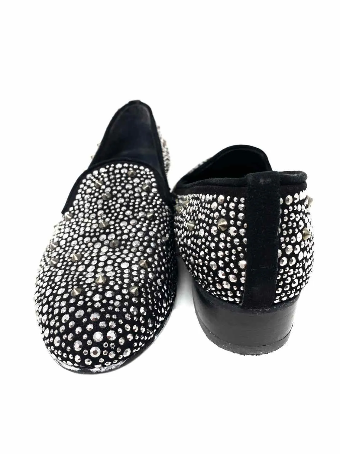 Stuart Weitzman Women's Black/Silver Mule Studded Size 5.5 Loafers