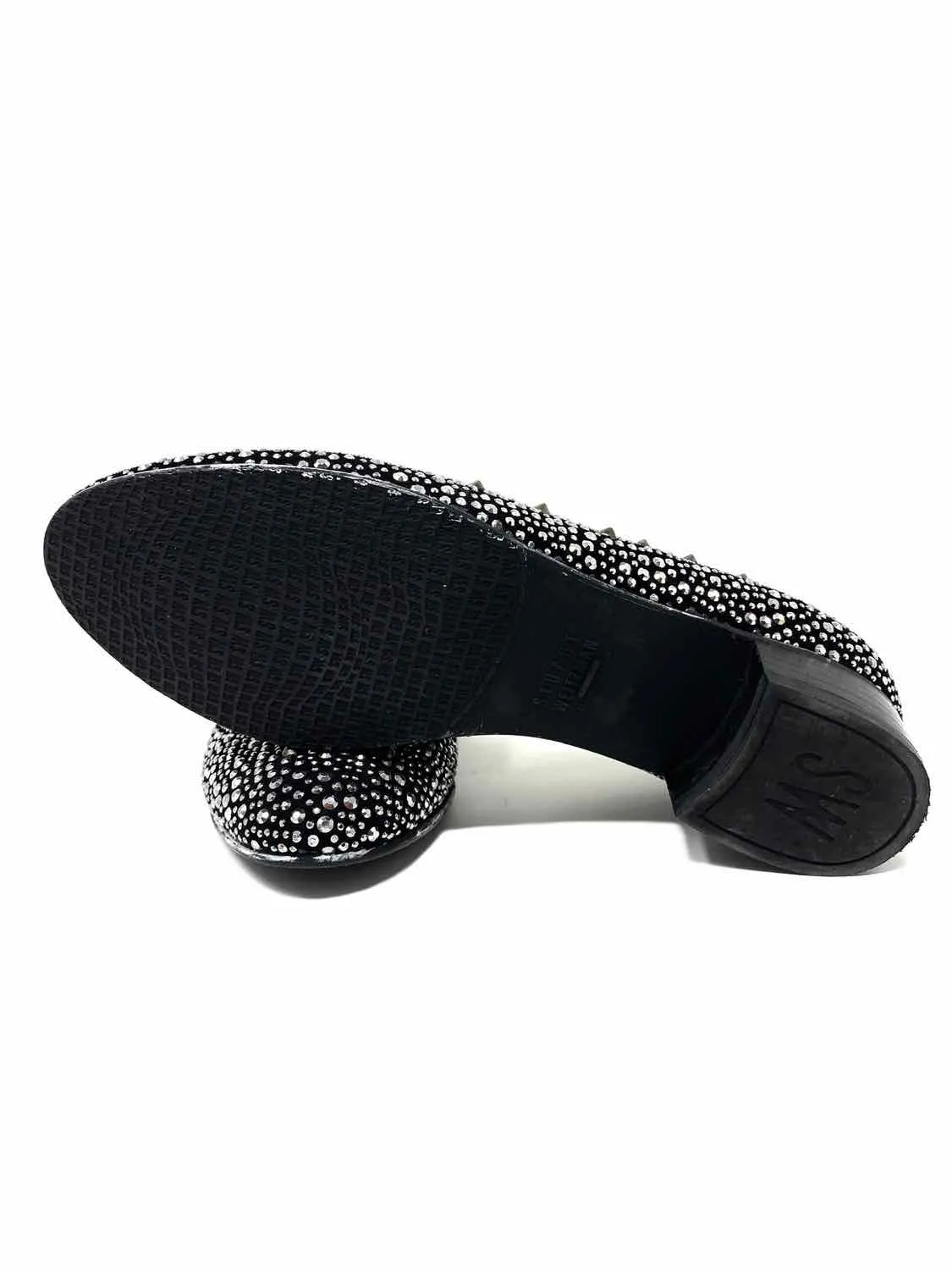 Stuart Weitzman Women's Black/Silver Mule Studded Size 5.5 Loafers