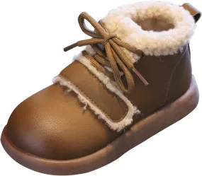 Toddler Kids Winter Snow Boots Slip On Cold Weather Sneakers Anti-Slip Fleece Ankle Boots Baby Girl Glittery Shoes