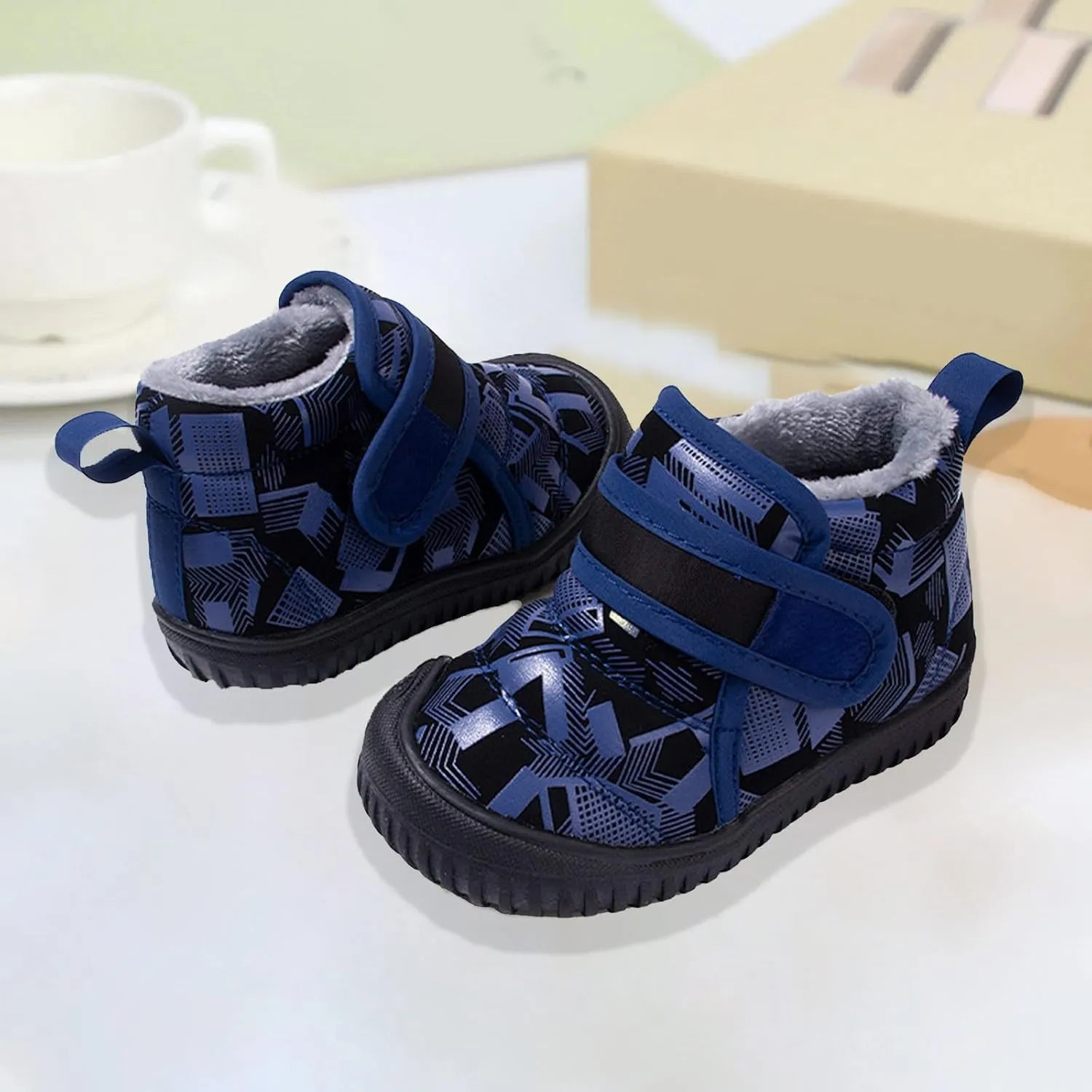 Toddler Wide Toe Box Warm Snow Boots Cold Weather Boots Boy Winter Plush Lined Walking Shoes for Boy