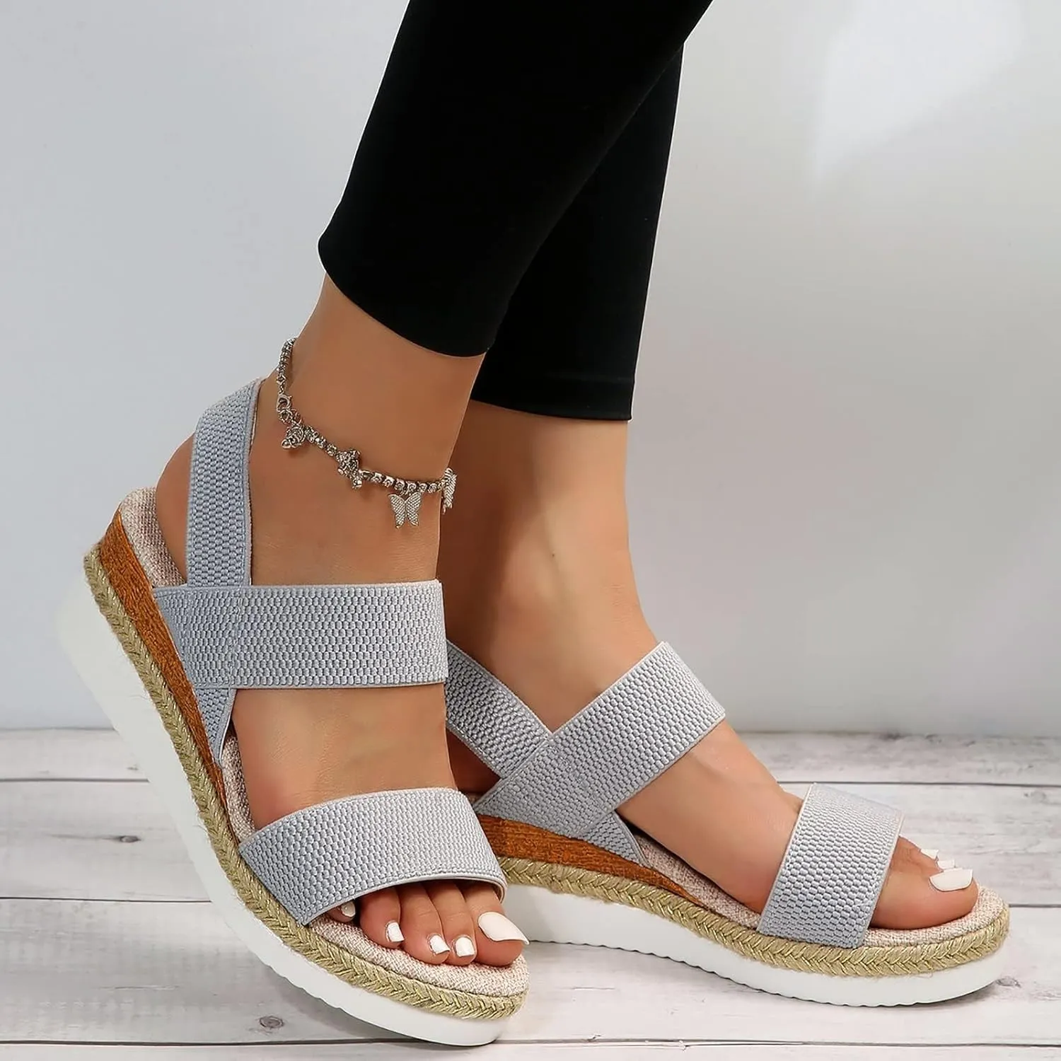 Wedge Sandals for Women 2025 Confort WomenS Flat Sandals Open Toe Espadrilles Dressy Platform Sandal Casual Comfortable Fashion Shoes Slip on Shoes Dressy Summer Flat Heels 2025