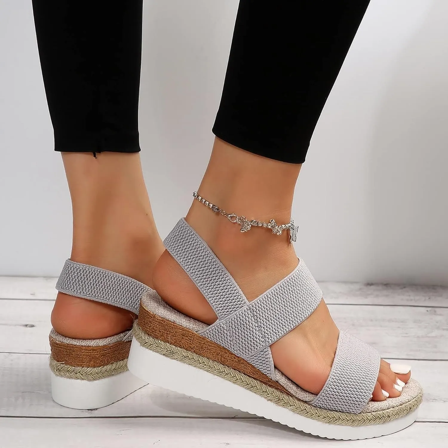 Wedge Sandals for Women 2025 Confort WomenS Flat Sandals Open Toe Espadrilles Dressy Platform Sandal Casual Comfortable Fashion Shoes Slip on Shoes Dressy Summer Flat Heels 2025