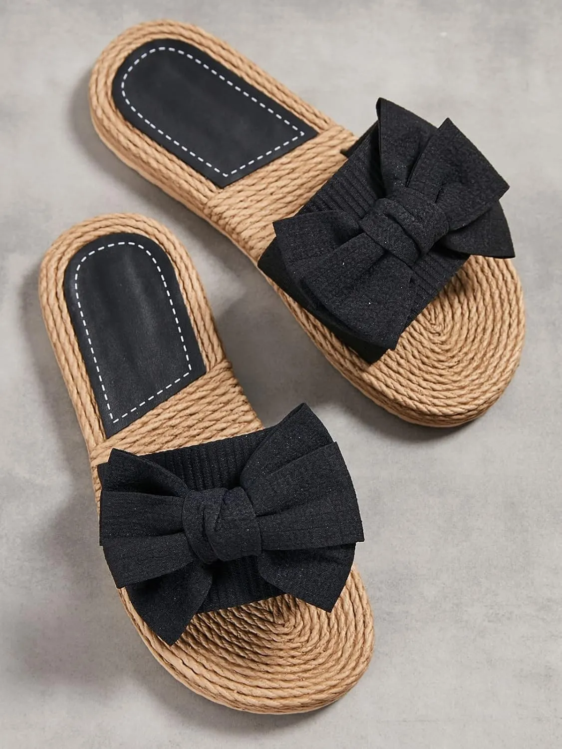 Women Bow Flip Flops Basic Plain Slip On Sandals Versatile soft sole Slides Casual open Toe Beach Casual Slippers