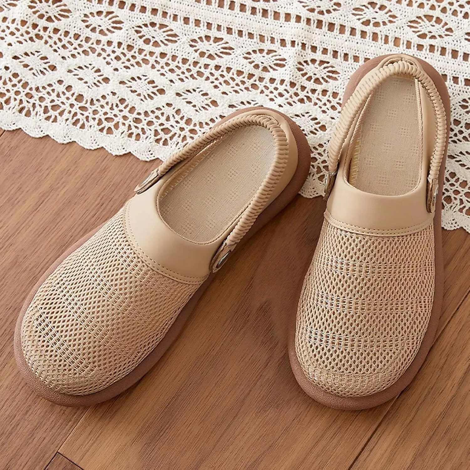 Women's Casual Slip On Flat Sandals Comfortable Lightweight Breathable For Home Vacation Beach Outfit Spring