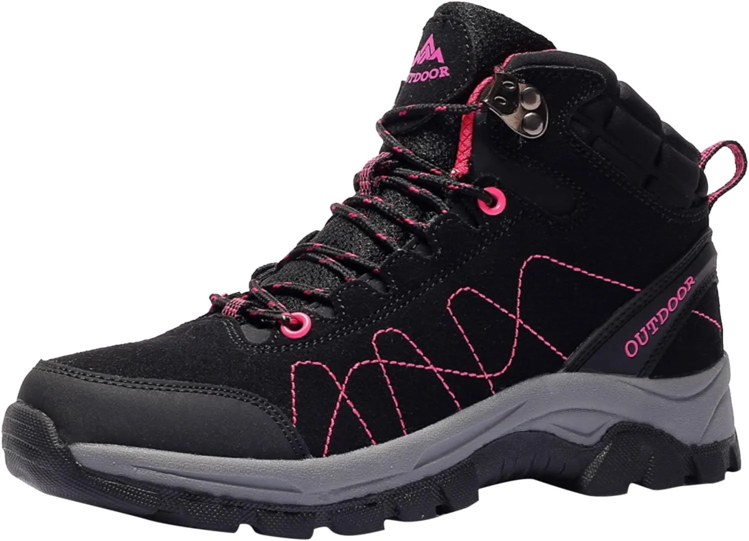 Womens Hiking Boots Outdoor Trekking Camping Trail Hiking Boots Lightweight Waterproof Lace Up Sneakers Comfy Daily Walking Work Shoes High Top Non Slip Memory Foam Sole Hiking Boots Women