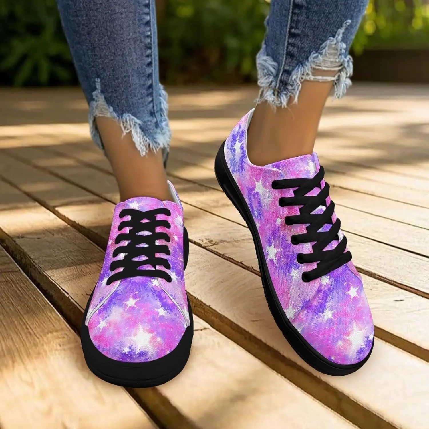 Women's Lace up Low Top Canvas Shoes Low Top Sneakers Fashion Casual Sneakers with Arch Support Comfy Flats 5.5-13.5