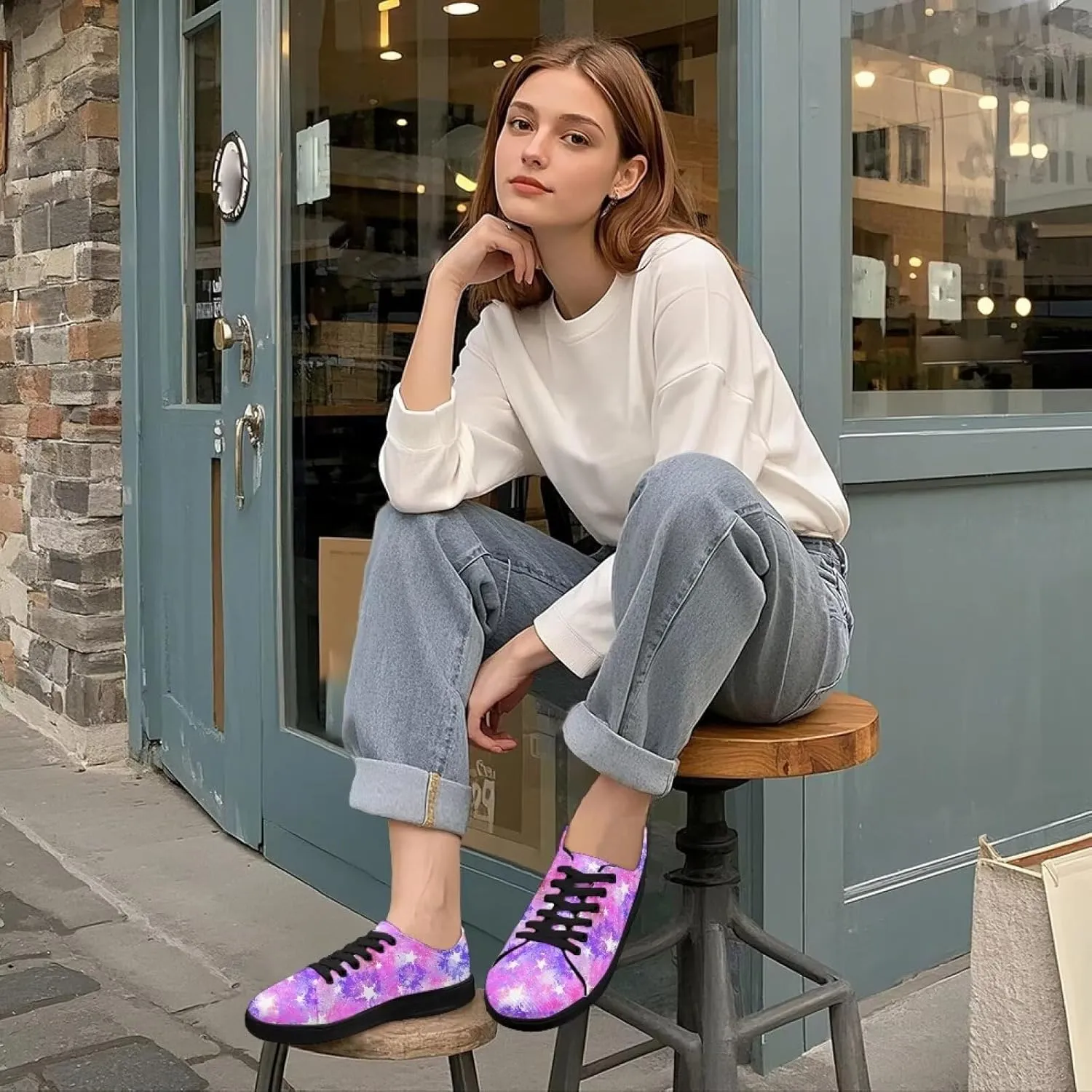 Women's Lace up Low Top Canvas Shoes Low Top Sneakers Fashion Casual Sneakers with Arch Support Comfy Flats 5.5-13.5