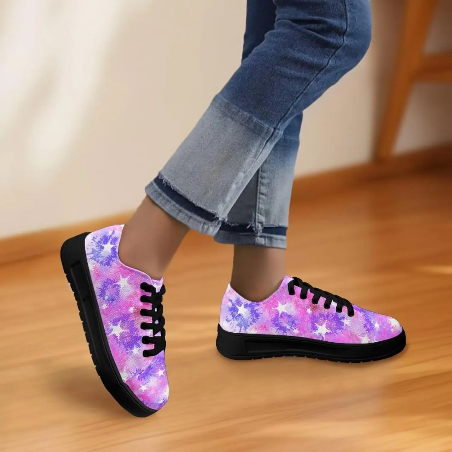 Women's Lace up Low Top Canvas Shoes Low Top Sneakers Fashion Casual Sneakers with Arch Support Comfy Flats 5.5-13.5