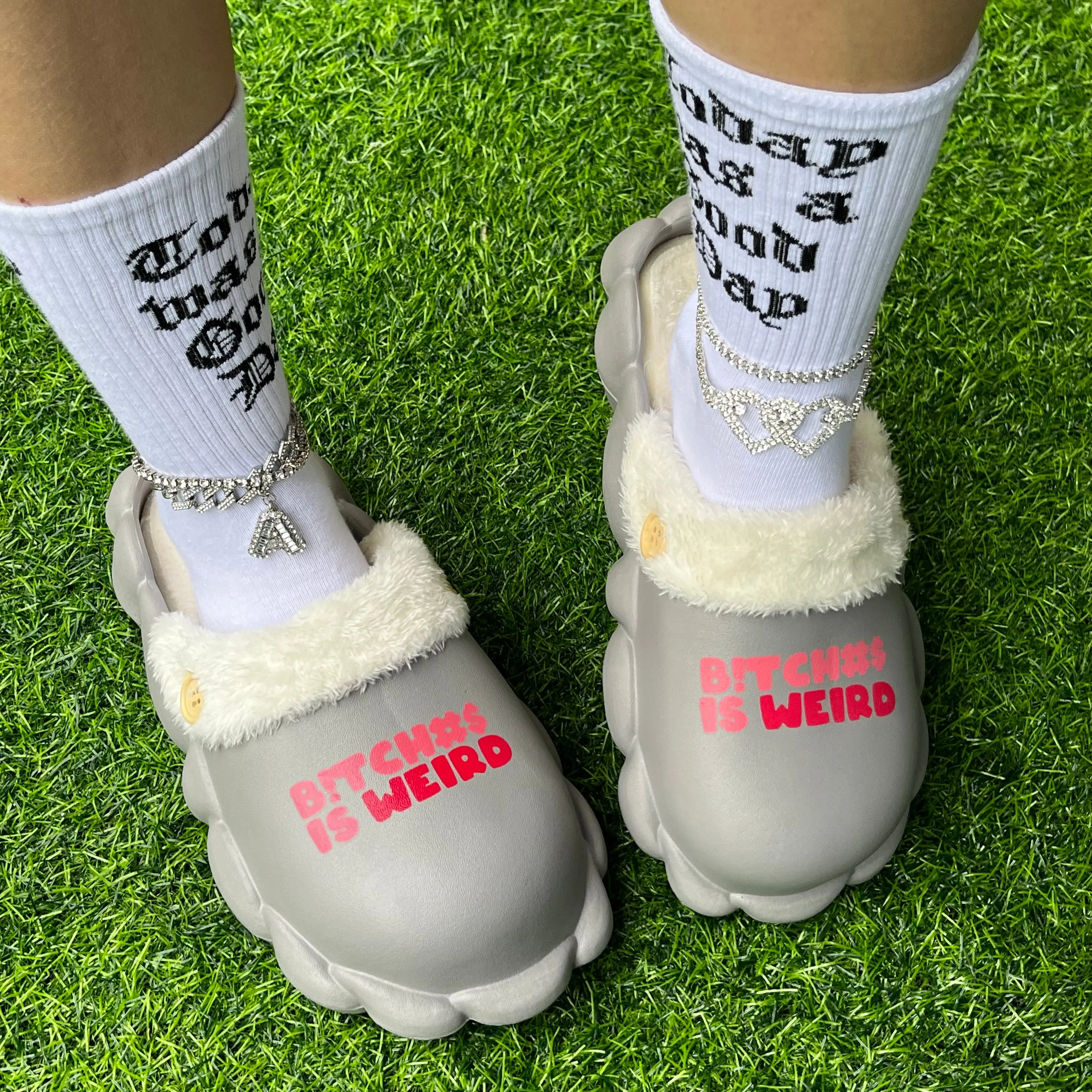 Woolly winter slippers for women in large sizes ( HPSD249)